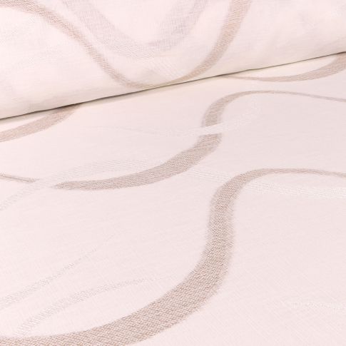 Tissu Voilage grande largeur Ondulations taupe sur fond Ecru