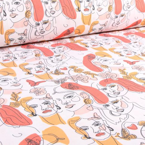 Tissu Toile Polycoton Grande largeur Face scult sur fond Blanc