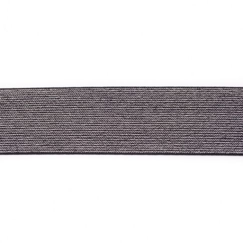 Élastique Plat Lurex 50 mm Noir x1m