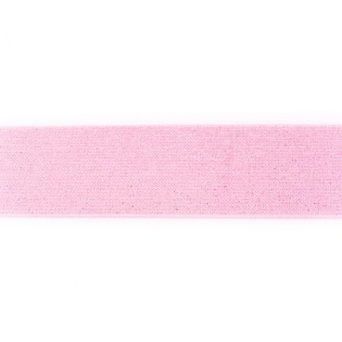 Élastique Plat Lurex 50 mm Rose x1m