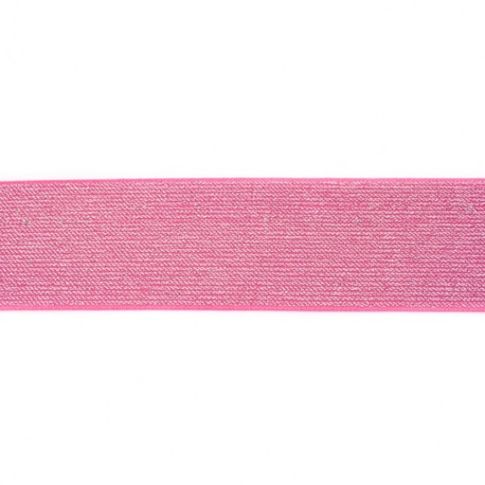 Élastique Plat Lurex 50 mm Fuchsia x1m