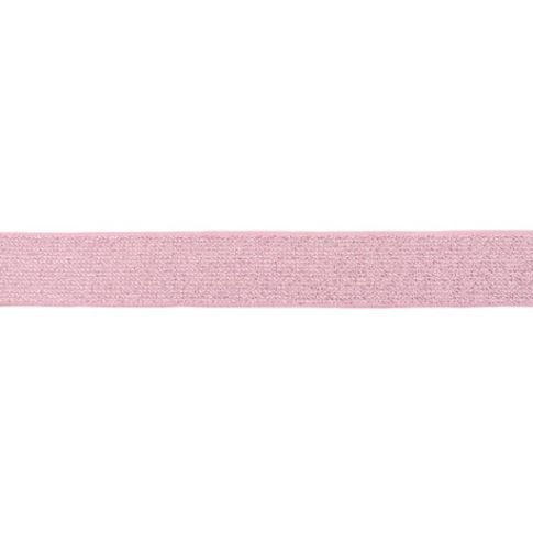 Élastique Plat Lurex 25 mm Rose x1m