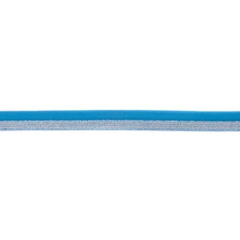 Biais Élastique Plat Lurex 17 mm Aqua x 1m