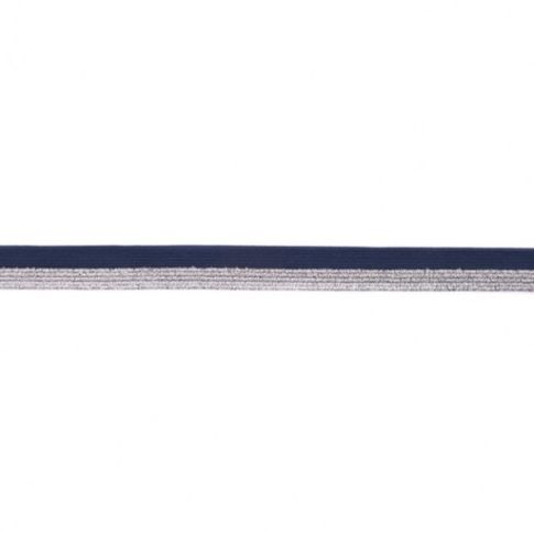 Biais Élastique Plat Lurex 17 mm Bleu foncé x 1m