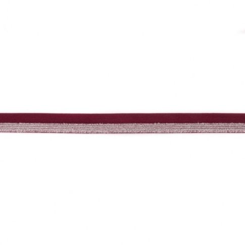 Biais Élastique Plat Lurex 17 mm Bordeaux x 1m
