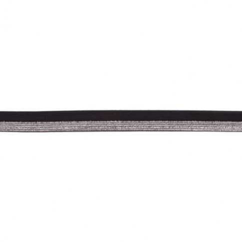 Biais Élastique Plat Lurex 17 mm Noir x 1m