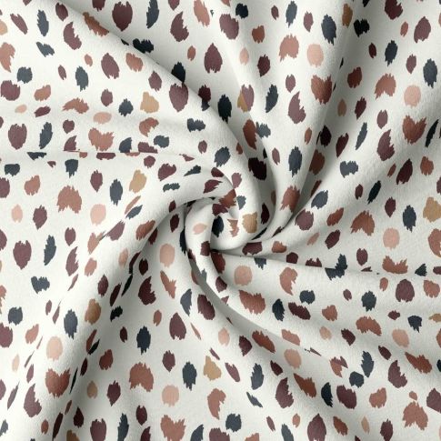 Tissu Jersey Coton Takmen sur fond Ecru