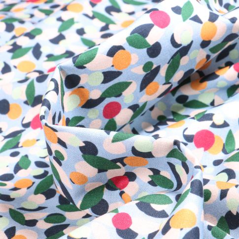 Tissu Coton imprimé Frou-Frou Dots pop sur fond Blanc