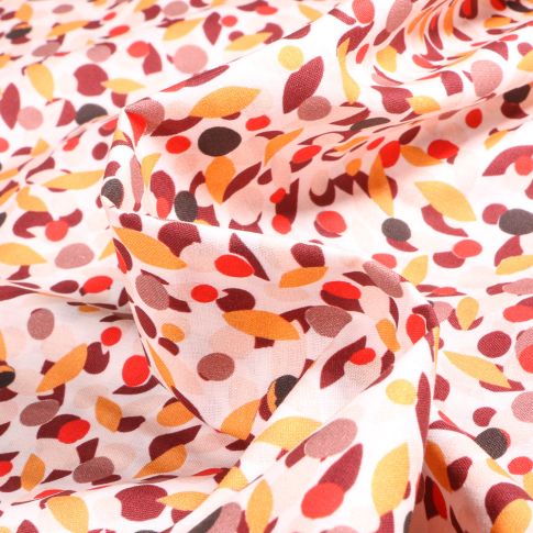 Tissu Coton imprimé Frou-Frou Dots pop sur fond Ecru