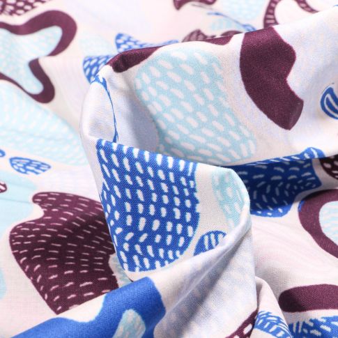 Tissu Coton imprimé Frou-Frou Fodere sur fond Bleu clair