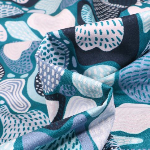 Tissu Coton imprimé Frou-Frou Fodere sur fond Bleu marine