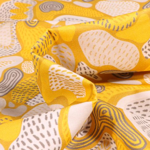 Tissu Coton imprimé Frou-Frou Fodere sur fond Jaune