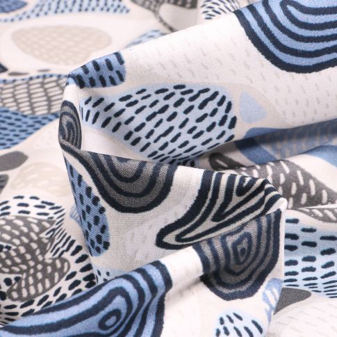 Tissu Coton imprimé Frou-Frou Fodere sur fond Blanc