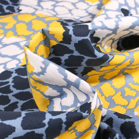 Tissu Coton imprimé Frou-Frou Mimetisme sur fond Jaune
