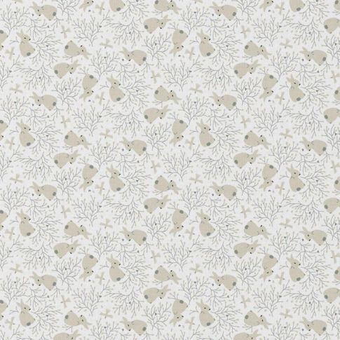 Tissu Coton imprimé Arty Tamkanin sur fond Blanc