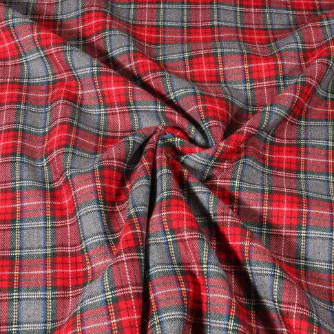Tissu Tartan Ecossais Mattia sur fond Rouge