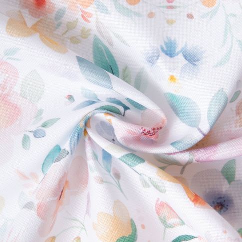 Tissu Polyester Aqua pastel sur fond Blanc