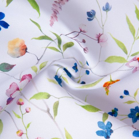 Tissu Polyester Champêtria sur fond Blanc