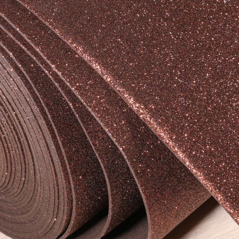 Mousse Eva pailletée 2 mm Marron chocolat