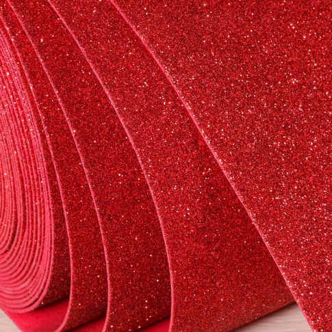 Mousse Eva pailletée 2 mm Rouge