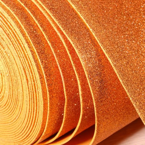 Mousse Eva pailletée 2 mm Orange