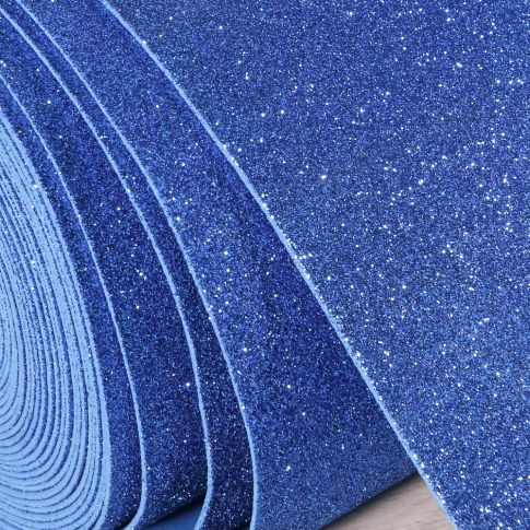 Mousse Eva pailletée 2 mm Bleu azur