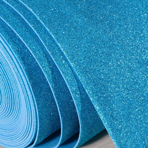 Mousse Eva pailletée 2 mm Bleu turquoise