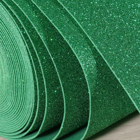 Mousse Eva pailletée 2 mm Vert sapin