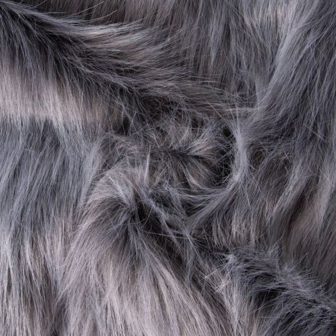 Tissu Fausse fourrure poils long Ruth   sur fond Gris