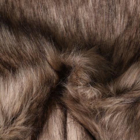 Tissu Fausse fourrure  poils long Ruth sur fond Marron