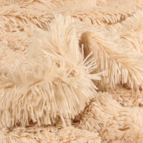Tissu Fausse fourrure long poil Rebeka Beige