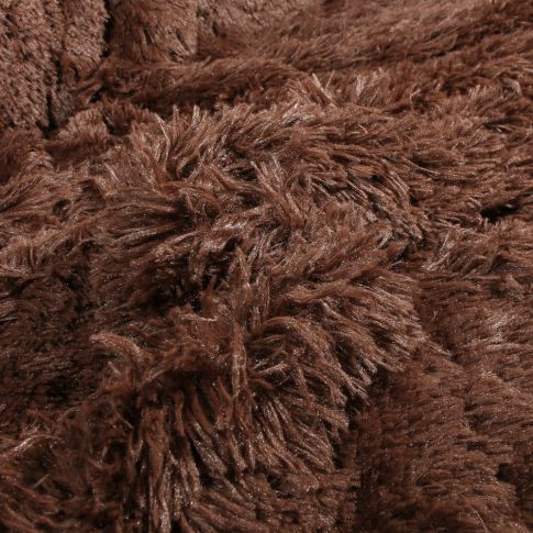 Tissu Fausse fourrure long poil Rebeka Marron chocolat