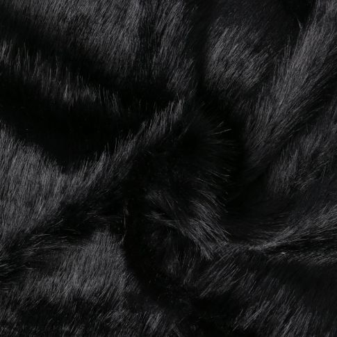 Tissu Fausse fourrure  poils long Olga sur fond Noir