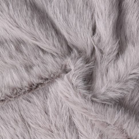 Tissu Fausse fourrure  poils long Olga sur fond Gris pierre