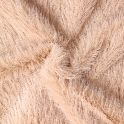 Tissu Fausse fourrure  poils long Olga sur fond Beige