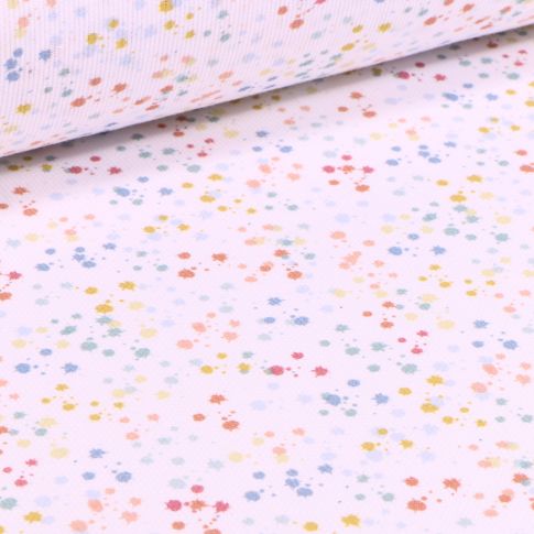 Tissu Piqué de coton Tâches de peintures sur fond Blanc