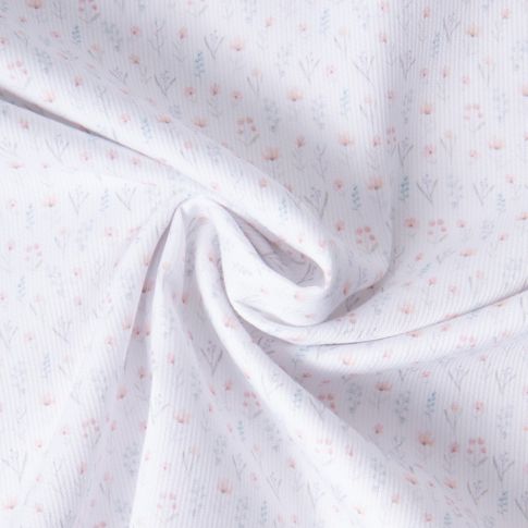 Tissu Pique de Coton  Nube flora sur fond Blanc