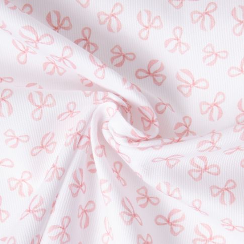 Tissu Pique de Coton  Nube Noeud sur fond Blanc