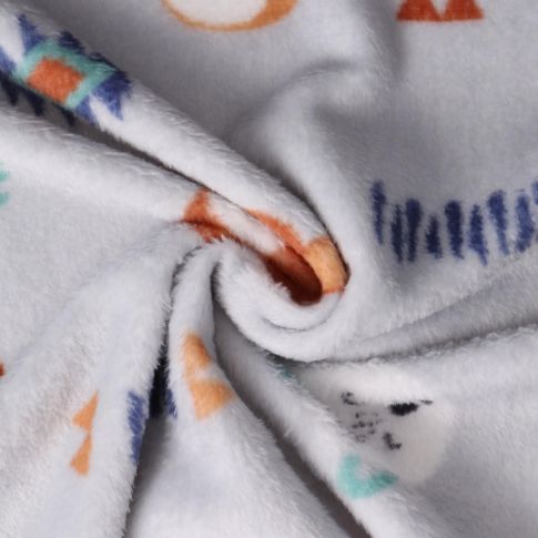 Tissu Doudou Petits Oursons sur fond Gris clair