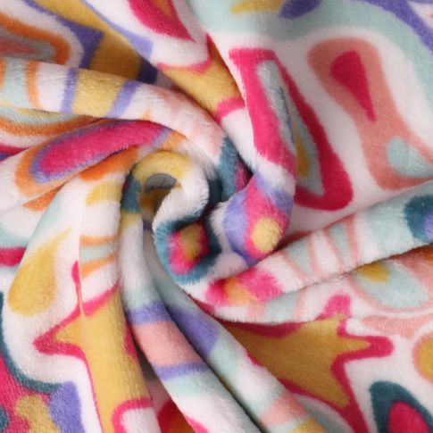 Tissu Doudou Cosmic Pop sur fond Blanc