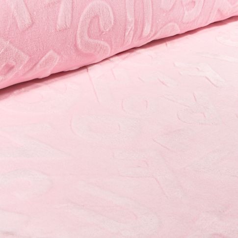 Tissu Polaire Doudou Alphabet 3D sur fond Rose bébé