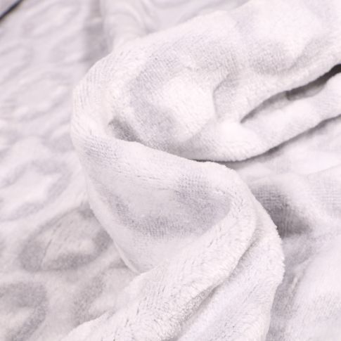 Tissu Doudou Etoiles et ronds sur fond Gris clair