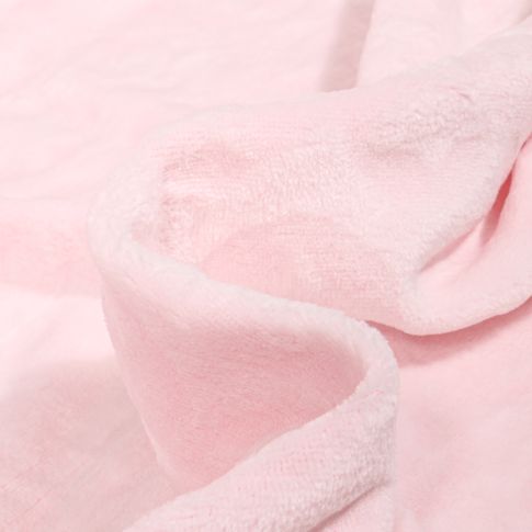 Tissu Doudou Etoiles et ronds sur fond Rose bébé