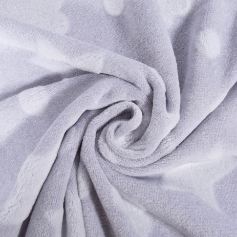 Tissu Doudou imprimé Etoiles et nuages en relief sur fond Gris clair