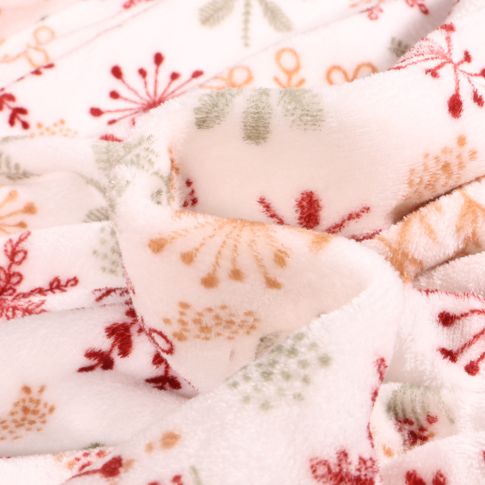 Tissu Doudou Flocons colorés sur fond Blanc