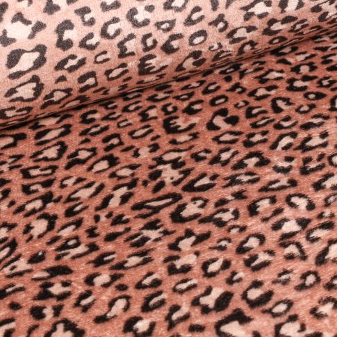 Tissu Doudou Léopard sur fond Marron