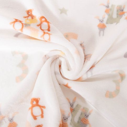 Tissu Doudou imprimé Chiffres et animaux sur fond Blanc