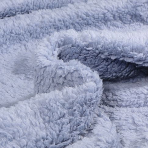  Tissu Fausse fourrure Doudou réversible uni Bleu ciel