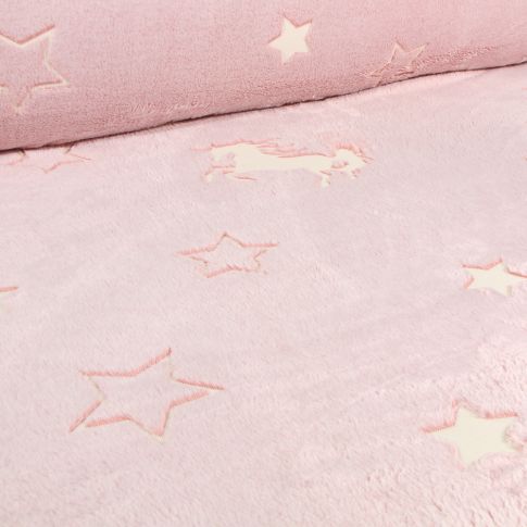 Tissu Doudou Etoiles 3D sur fond Rose bébé
