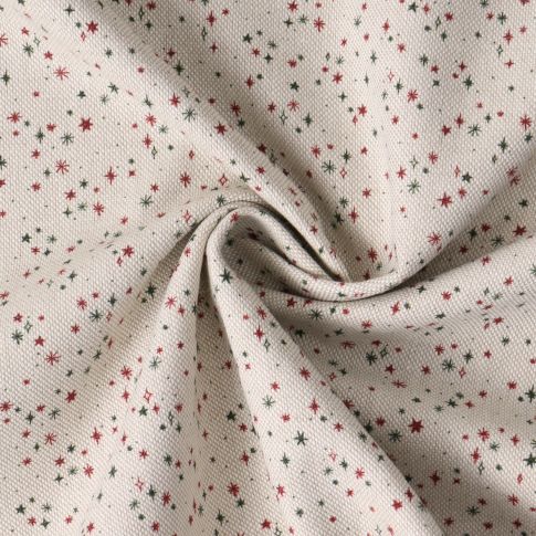 Tissu Toile de coton Honorine petites étoiles Rouges sur fond Ecru